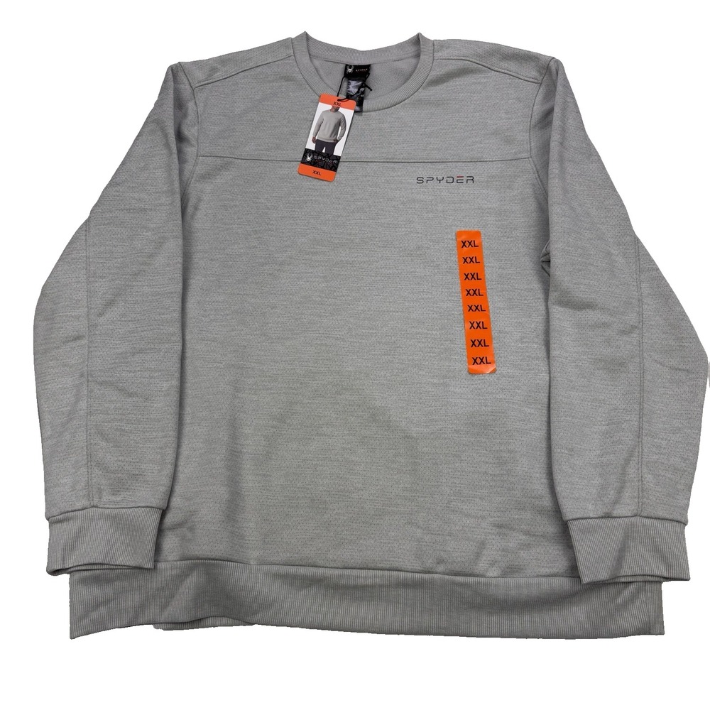 Spyder Active Sweatshirt Men 2XL Gray Ribbed Crewneck Long Sleeve